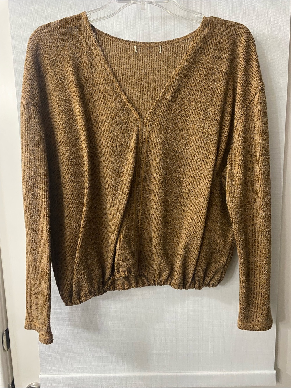 Women's V-Neck Knit Pullover Sweater in Brown